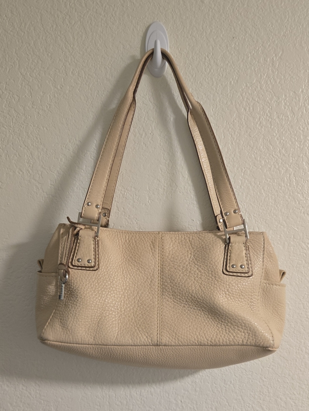 Vintage Fossil Blackburn Cream Leather Shoulder Bag